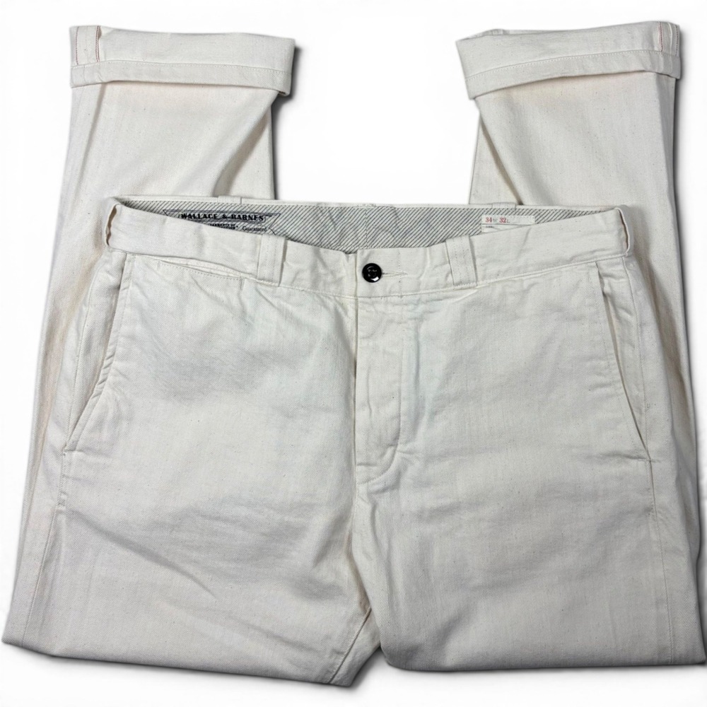 Wallace & Barnes Slim Selvedge Chino Pants 34x32 (34x29) Fleck Cream Cotton